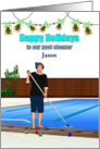Christmas for Pool Maintenance Man Pool Cleaning in Progress card