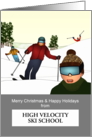 Christmas Happy Holidays from Ski School Learners on the Slopes card