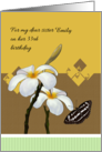 Custom Birthday for Sister Frangipani Blooms and Brown White Butterfly card