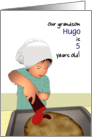 Grandson Birthday Child Wearing Chef’s Hat Making Pizza Custom card