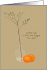 Safe Happy New Year Foliage Stem in Vase Orange Tangerine card