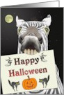Halloween Zebra Holding Greeting card