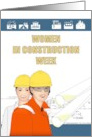 Women in Construction Week Ladies in Safety Hats Construction Drawings card
