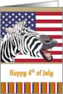 4th of July Happy Zebra and Stars and Stripes card