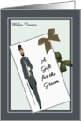 Wedding Gift for Groom Gift Tag Drawing of Groom in Fine Attire Custom card