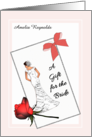 Wedding Gift for Bride Gift Tag Showing Bride in Beautiful Gown Custom card