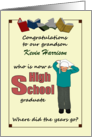 Grandson High School Graduate Young Boy Wearing Graduate Cap card