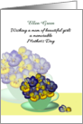 Mother’s Day For Mom of Girls Yellow Blue Pansies In A Cup And Saucer card