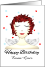 Custom Name Birthday Greeting Red Curly Hair Little Wings Angel card
