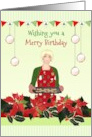 Birthday On Christmas Blonde Haired Lady Baking Holiday Cookies card