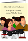 Adult High School Graduation Mature Students Graduate Cap Books card