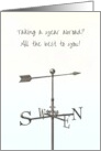 Taking A Year Abroad From University Weather Vane Blue Skies Good Luck card