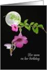 Hummingbird Visits Flower In The Night Full Moon Birthday For Mom card