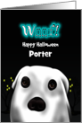 Halloween For Dogs Pet Celebrating Wearing White Sheet card