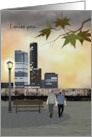 Gay Couple Miss You Couple Strolling Beautiful Evening City Skyline card