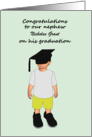 Nephew Graduation Child Wearing Graduation Cap and Adult Shoes card