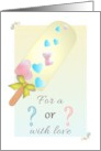 Gender Reveal Baby Shower Gift Ice Treat on Stick Blue and Pink Hearts card