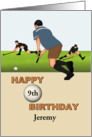 Custom 9th Birthday Field Hockey Theme Players On The Grass card