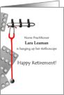 Retirement Female Nurse Practitioner Hanging Up Stethoscope card