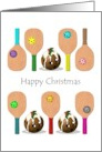 Pickleball Shaped Puddings Colored Paddles And Balls Christmas card