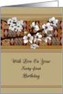 Custom Birthday For Her White Blossoms On Patterned Banner card