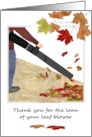 Thank You For Loan of Leaf Blower Gathering Up Colorful Fall Foliage card