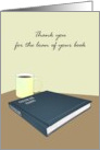 Thank You For Loan Of Book Hardback Book Beside Mug Of Coffee card