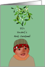 Latin American Baby’s First Christmas Mistletoe Hanging Above Baby card
