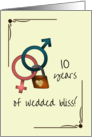 Custom Year Wedding Anniversary Male Female Symbols Locked Together card