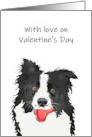 Valentine’s Day Red Heart In Sheepdog Mouth From Me And My Humans card