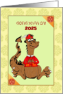 Chinese New Year Cute Dragon In Red Jacket and Hat Holding Money Gift card