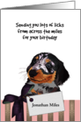 Birthday From Across The Miles Cute Dog With Present Custom Gift Tag card