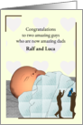 Gay Couple Adopting Baby Boy Cute Infant Asleep card