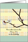 Custom Birthday Niece In Law Plum Blossoms on Plaid In Soft Colors card