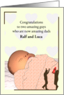 Gay Couple Adopting Baby Girl Cute Infant Asleep card