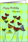 Custom Birthday From All Of Us Colorful Abstract Flowers On Stalks card