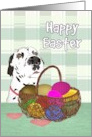 Easter For Pet Dalmatian Basket Of Colorful Eggs Plaid Pattern card
