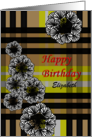 Birthday Abstract Florals And Plaid Pattern In Beige Black And Yellow card