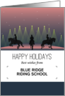 Happy Holidays From Horse Riding School Riders Silhouette Christmas card