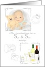 Sip And See Baby Shower Invitation Infant Teddy And Adult Beverages card