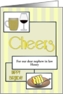 Birthday Nephew In Law Beer Red Wine Slice Of Cake Cheers Custom card