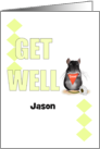 Custom Get Well Cute Chinchilla Holding Note Reading The Word Soon card