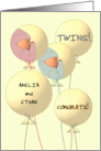 Congratulations New Baby Twin Boy And Girl Baby Profile On Balloons card