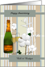 Hibiscus Flowers Champagne Custom Anniversary card