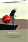 Winning Pickleball Match Male Player In Action Custom Congratulations card
