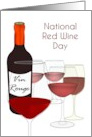 National Red Wine Day A Bottle Of Vin Rouge and Glasses Of Red card