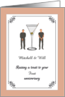 Wedding Anniversary Gay Couple Raising A Toast Dry Martini Custom card