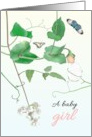 Congratulations Baby Girl Pea Tendrils Supporting Baby Butterflies card