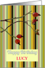 Birthday for Sister in Law Rosehips on Twigs Colorful Stripes card