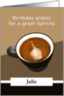 Birthday Barista Coffee with Cupcake Candle Coffee Froth Design card